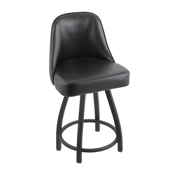 Grizzly 25" Swivel Counter Stool, Pewter Finish, Black Vinyl Seat